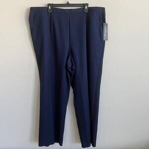 Alfred Dunner Classic Fit Pull On Pants Slacks Comfort Waist 24 Navy Blue NWT